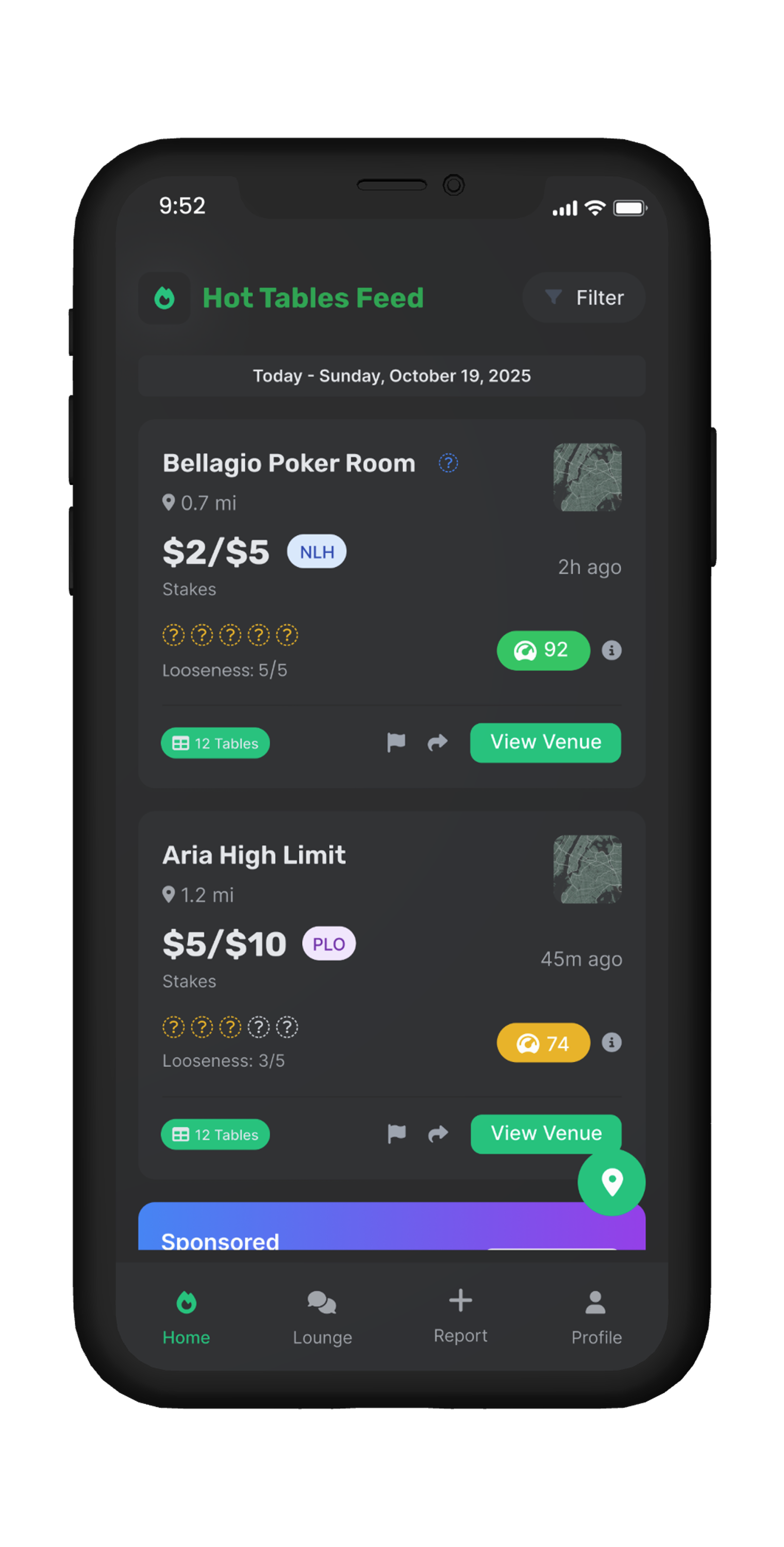 Poker app preview on a smartphone